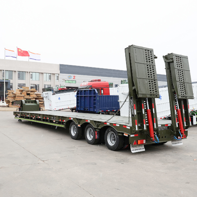 Flachbett 80 Tonnen Schwerlast-Lowloader/Lowbed/Lowboy-Lowbett-Anhänger Lkw Semi-Anhänger